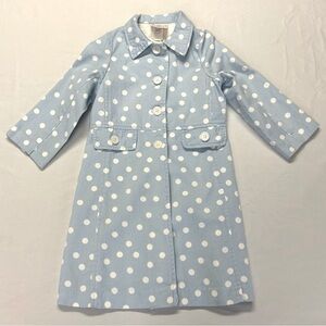 Girls Peacoat Jacket Size 5 Button Up Lightweight Polka Dot Cotton Pastel Spring
